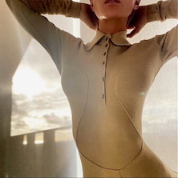 AZZEDINE ALAIA Hourglass Stretch Knit Collared Dress Size XS/S - Picture 4 of 5